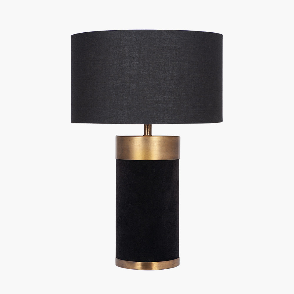 Dempsey Black Velvet & Antique Gold Metal Table Lamp - Base Only